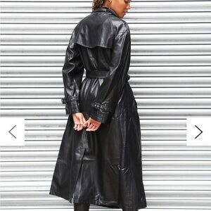 UO Faux Leather Trench Coat